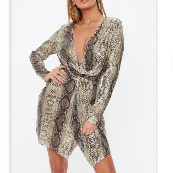 Missguided Dresses & Skirts - Missguided Nude Snake Wrap Front Dress
